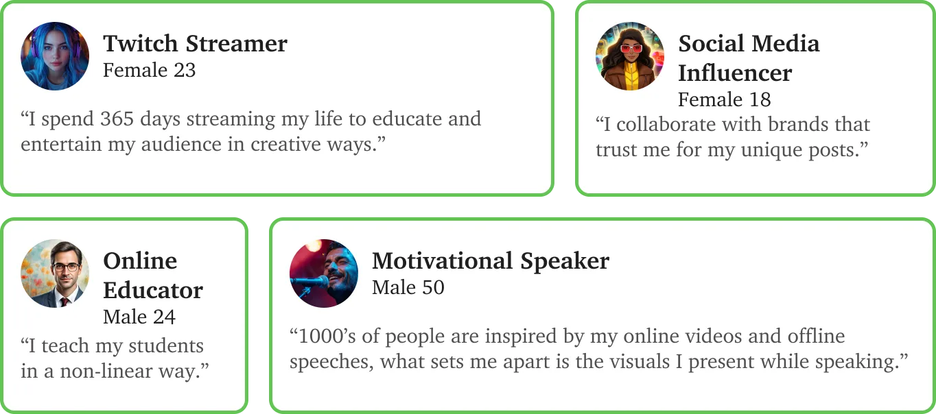 More interview participants and their quotes about using green screens at home