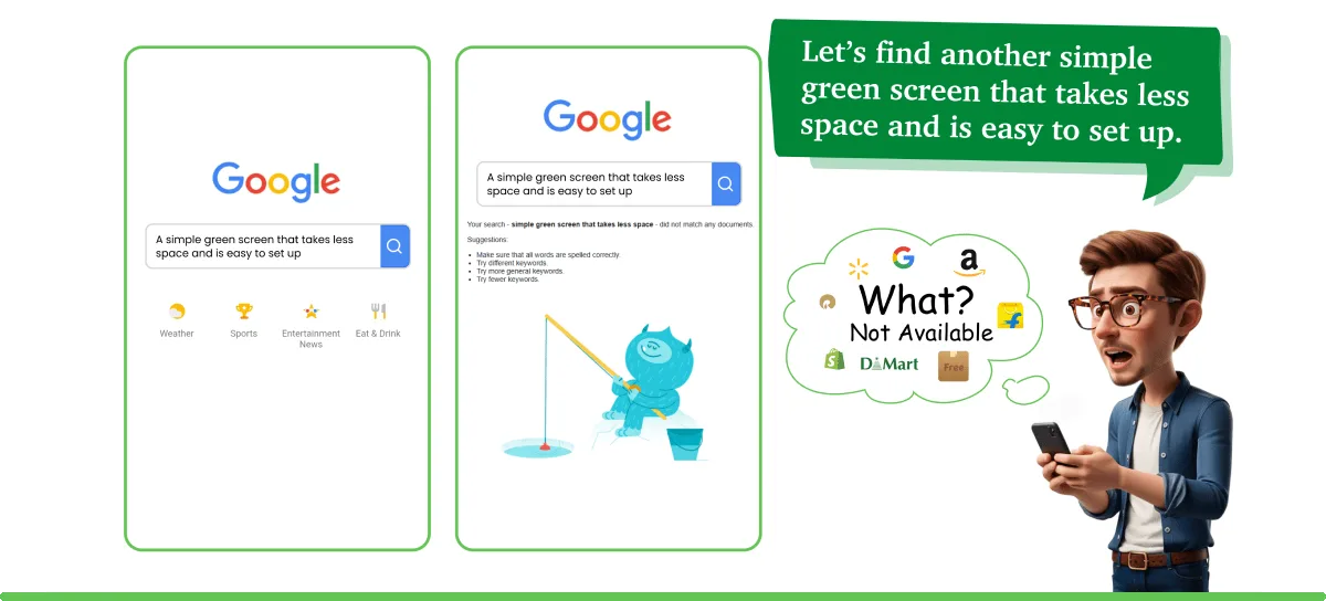 Om searching online for a better green screen and finding nothing