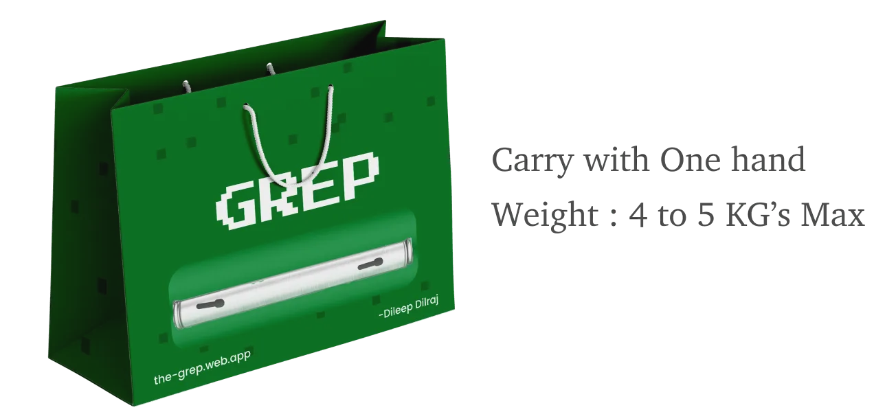 The folded GREP roller fitting inside a medium-sized bag