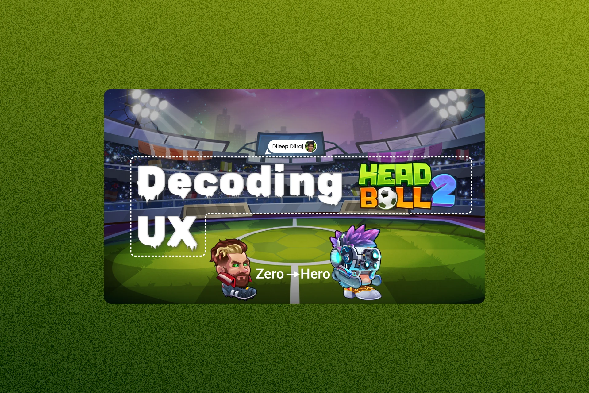 Head Ball 2 case study cover - characters from the game facing off across a soccer pitch